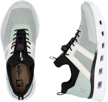 Rieker M6061: Жіночі сліпони-кеди зелені комбіновані, 38 EU - зручне взуття Rieker