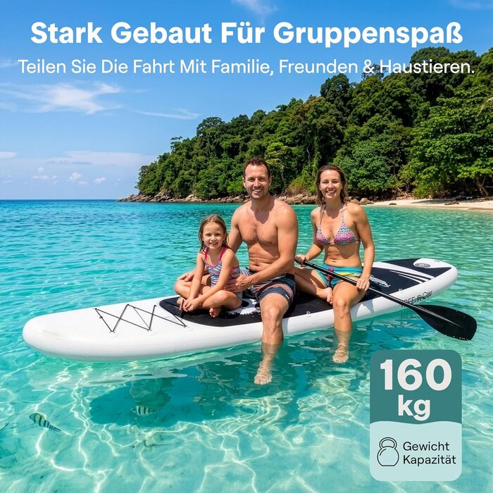 SUP дошка SereneLife з повним комплектом аксесуарів для стійкого веслування (Чорно-сіра)