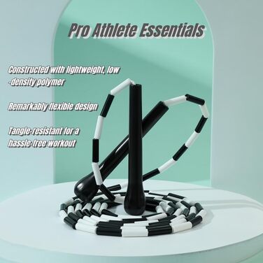 Скакалка IDOU з перлами: регульована довжина, міцні ручки, без перекручування. 2 шт. (синій, W-перлини)