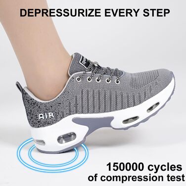Жіночі кросівки для бігу з підтримкою склепіння стопи, повітряна подушка, комфортні снікерси чорно-білі (39 EU, сірий)