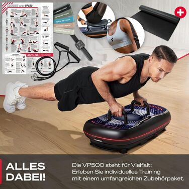 Платформа для вібрації Sportstech 4D Premium VP500 з LED-дисплеєм та Bluetooth | Для фітнесу та йоги вдома | Німецька якість