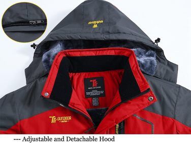 Чоловіча зимова куртка Jacken з флісовою підкладкою, водонепроникна, дихаюча, тепла, вітрозахисна, софтшелл, знімний капюшон, червона, XL