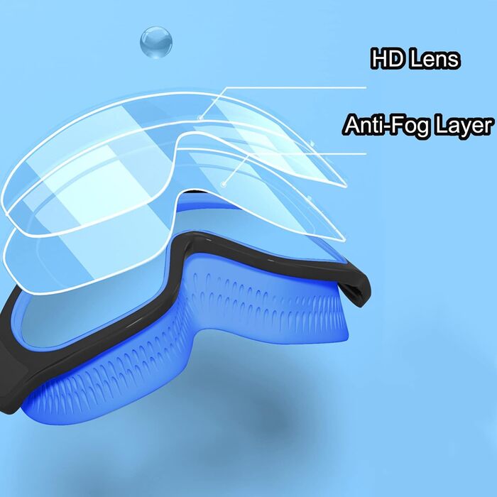 Дитячі окуляри для плавання SWAUSWAUK - окуляри для плавання для дітей 4-12 років, велике об'єктив, антифог, водонепроникні, комфортні (чорний & блакитний)