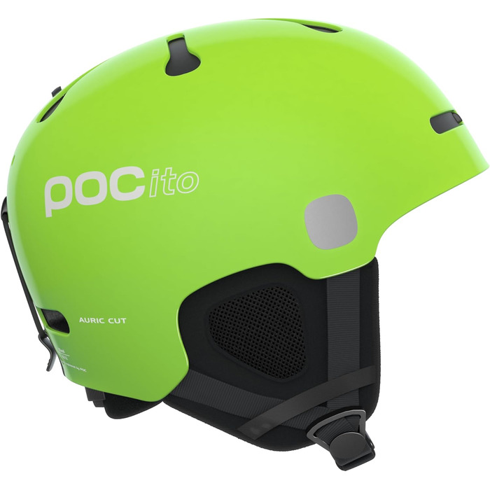 Дитячий лижний шолом POCito Auric Cut MIPS з LED, легкий, регульований, флуоресцентний жовто-зелений, розмір M-L (55-58 см), захист MIPS, вентиляція