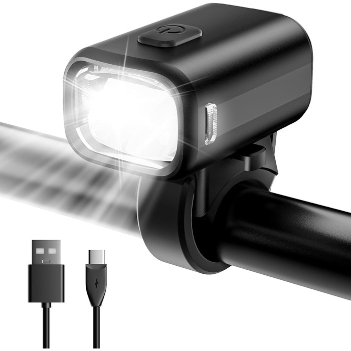 LED фара на велосипед з USB зарядкою, 1000mAh, StVZO, водонепроникна IPX5, для шосе, MTB, Ebike