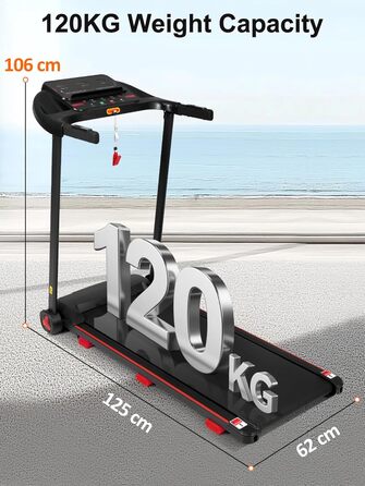 Біговий тренажер BTM для дому, 3.0PS, нахил, 1-14 км/год, складаний Walking Pad з LED дисплеєм, до 120 кг, чорний