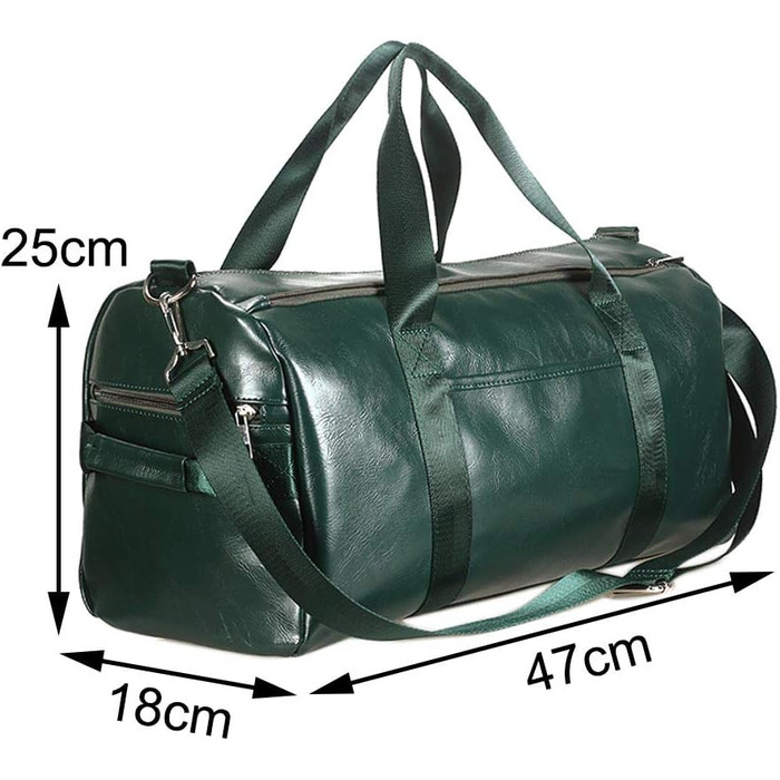 Спортивна сумка з відділенням для взуття та мокрих речей, дорожня сумка з PU шкіри, велика, водонепроникна, для фітнесу, подорожей, спортзалу, чоловіча/жіноча (Зелена)