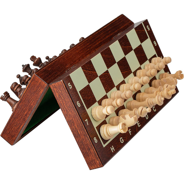 Магнітний шаховий набір для подорожей | Дерев'яний шаховий набір | Master of Chess | Шахи для дітей | Classic Travel Chess Game (20x20 см)