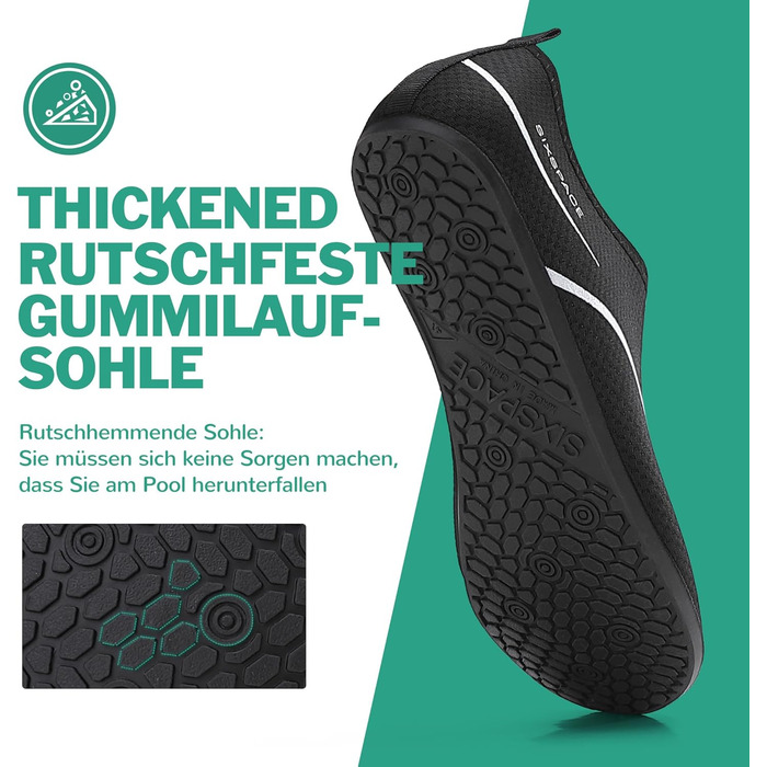 Чоловічі та жіночі аквашузи Sixspace для плавання, серфінгу, йоги та відпочинку на пляжі. Швидко сохнуть, дихаючі, чорні (розмір EU 37)