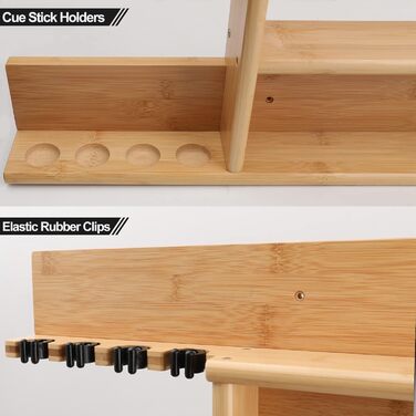 Стенд для київ (8 шт.) та м'ячів, бамбуковий, аксесуар для більярдного столу