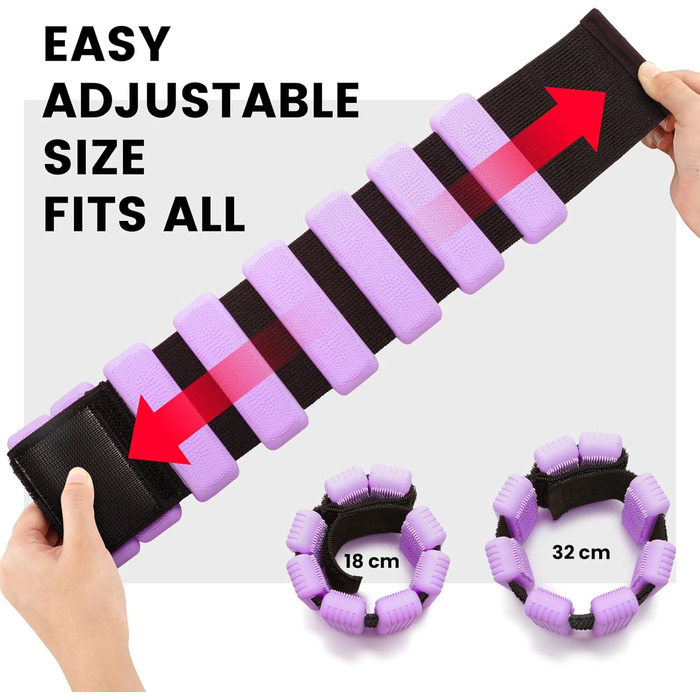 Ваги для ніг та рук, регульовані | Набір 2 шт (1 кг пара, 0,5 кг кожний) | Силіконові ваги на зап'ястя для жінок | Йога, Пілатес, танці, балет, біг, плавання, кардіо (фіолетовий)