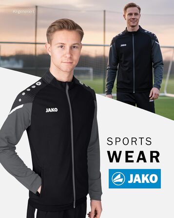 Чоловіча спортивна куртка JAKO Performance з поліестеру, чорна/антрацит, розмір L