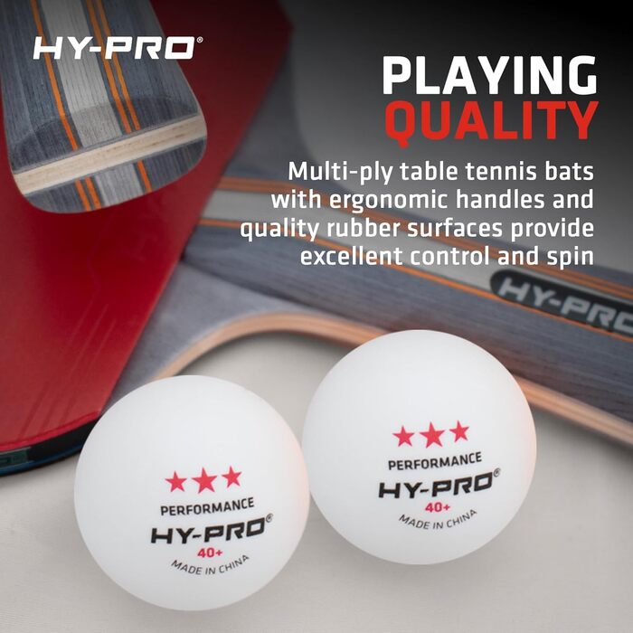 Набір для настільного тенісу Hy-Pro для 2 гравців: 2 ракетки, 3 м'ячі, сумка для зберігання, м'ячі 3 зірки