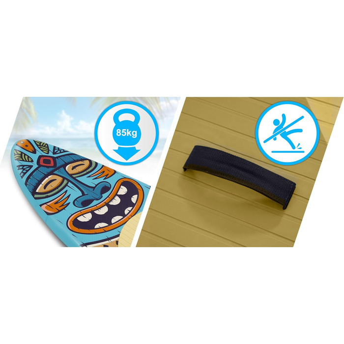 Надувний SUP-борд Soke Aquasurf 275x76x12 см - комплект з насосом, веслом, стропом та рюкзаком. Максимальне навантаження 85 кг