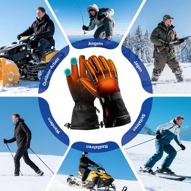 Електричні гріючі рукавиці для чоловіків та жінок, 7.4V 3200mAh, XL, Чорний