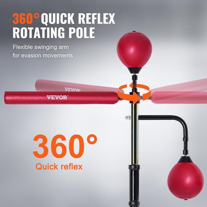VEVOR Box-Speed-Trainer: Рефлексний боксерський мішок на стійці для підлітків та дорослих, регульована висота, комплект з рукавичками, червоний