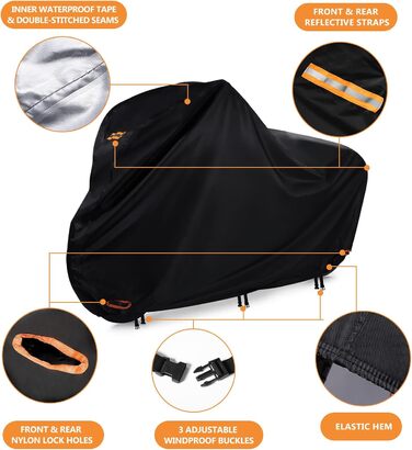 Водонепроникний чохол для велосипеда E-bike 420D Oxford з відбиваючими смугами та пряжками (підходить для велосипедів до 172 см)