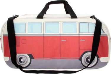 Сумка BRISA Volkswagen T1 Bulli, ретро-спортивна, через плече, велика, червоно-бежева, 60x30x30 см