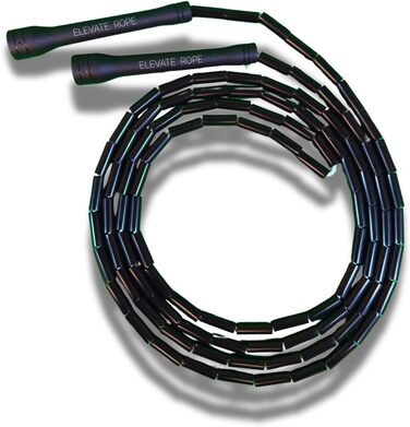 Стрибкове канат Elevate Rope Professional з перлами, 3м, регульований, полісний шнур, для фрістайлу, кардіо та трюків, для всіх рівнів, чорний