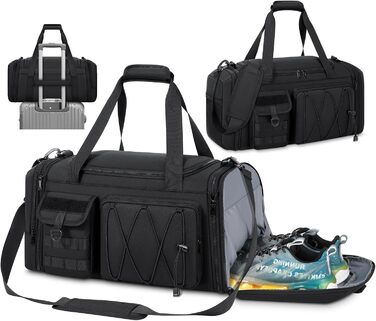 Спортивна сумка RAINSMORE 40L, водонепроникна, з відділенням для взуття, для чоловіків та жінок, чорна