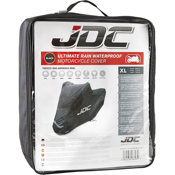 Водонепроникний чохол для мотоцикла JDC Ultimate RAIN XL – міцний, з м'яким підкладкою, стійкий до нагрівання, з герметичними швами