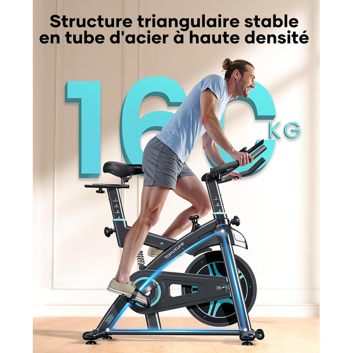 Електровелосипед для дому з монітором LCD, 15 кг маховик, до 160 кг, з тримачем для планшета (Синій/Чорний)