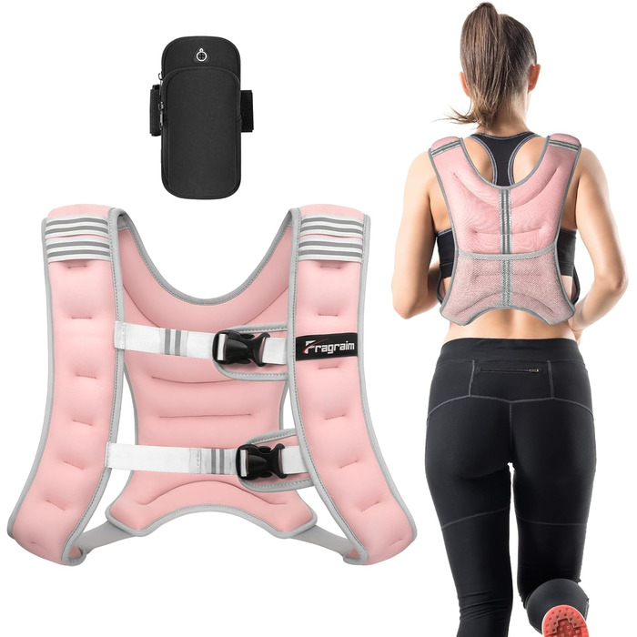 Вага для тренувань FraGraim, 6-16 кг з кишенею для телефону та світловідбиваючими смугами, для жінок та чоловіків. Ідеально для ходьби, силових тренувань, бігу, кардіо