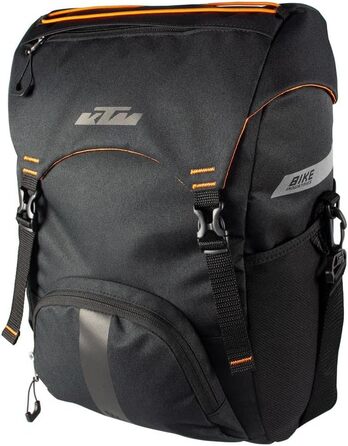 Велосумка на багажник KTM Traveler 16 л, водовідштовхувальна, з плечовим ременем, регульованими кріпленнями, чорна/помаранчева