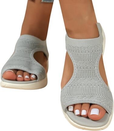 Ортопедичні сандалії для жінок літні, зручні, миючі, на застібці-лямці, спортивні сандалії з м'якою устілкою, для активного відпочинку та трекінгу, повсякденні, сітка, платформа, розмір 37-43, сірий