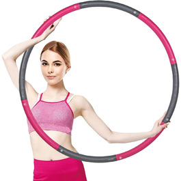 Hula Hoop обруч для схуднення 100 см, 2.3 кг, сіро-рожевий, для дорослих, 8-ми секційний, для дому