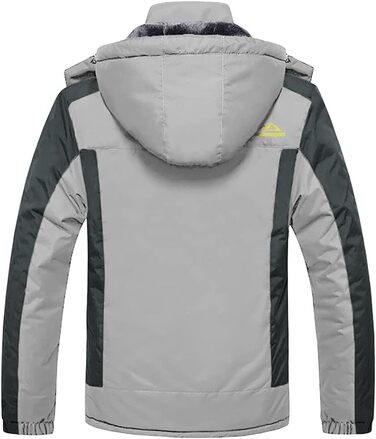 Зимова куртка KEFITEVD для чоловіків: водонепроникна, тепла, з підкладкою, для катання на лижах, на вулицю, вітронепроникна, дихаюча, функціональна куртка з відстібаною капюшоном, світло-сіра, XL