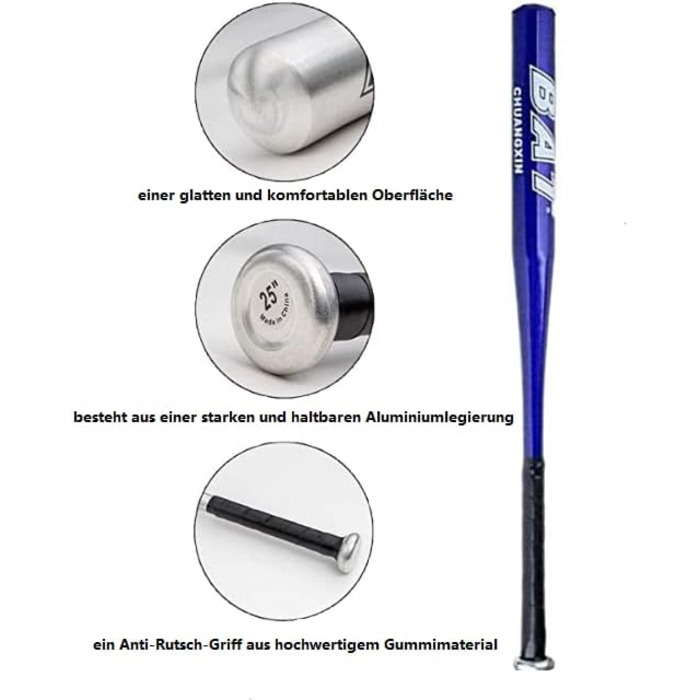 Алюмінієва біта для бейсболу 34 дюйми (86.4 см) багатоколірна, легка, для дорослих та молоді, сімейні ігри, блакитна