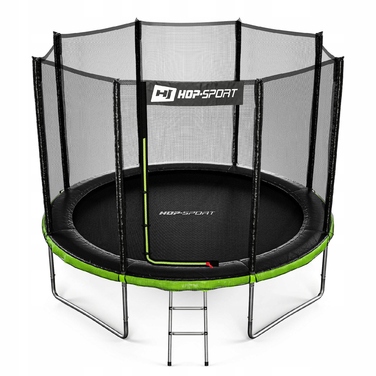 Батут із зовнішньою захисною сіткою Hop-Sport 10ft (305 см), чорно-зелений
