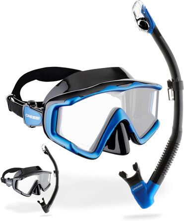 Маска для снорклінгу Cressi Liberty Triside & трубка Epsilon Dry - комплект для снорклінгу та дайвінгу, універсальний розмір, чорний/сапфіровий
