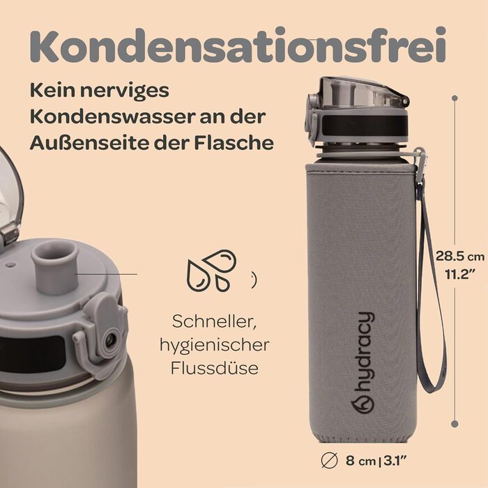 Пляшка для води Hydracy з фруктовим вставкою, 1 л, BPA-free, з часовою розміткою, герметична спортивна пляшка без конденсату для спорту та активного відпочинку