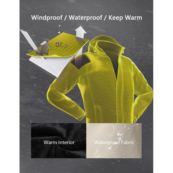 Чоловіча лижна куртка Warm Winter Schnee Mantel - Водонепроникна вітрозахисна куртка для сноубордингу, хайкінгу та подорожей, хакі L