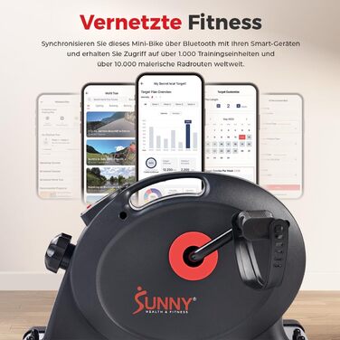 Магнітний міні-велотренажер Sunny Health & Fitness Smart-Heimtrainer: підстольний педальний тренажер для літніх людей та кардіо-тренувань вдома, темно-сірий