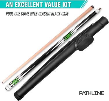 Більярдний кий Pathline Billardqueue-Set, 147,3 см, канадський клен, набір з чотирма киями та кейсом (510 г, 538 г, 567 г, 595 г), колір зелений