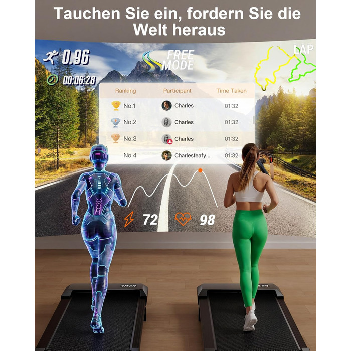 Бігова доріжка Lacuffy Walking Pad з нахилом та AI-тренуванням, керування через додаток, для дому та під стіл, макс. 136 кг, 90 см, чорна