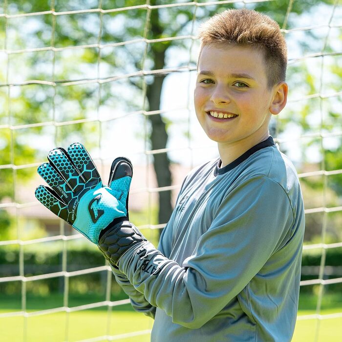 Дитячі футбольні воротарські рукавички CATCH & KEEP Kralle Junior Pro 3.0 з ультрасильним Falcon Grip, професійна якість, ідеальна посадка для дітей