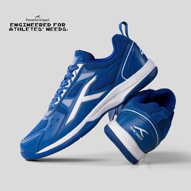 Професійне бадмінтонне взуття HUNDRED Raze для дітей/юніорів | Матеріал верху: поліестер, підошва: гума | Підходить для залу, тенісу/сквошу (37 EU, Blue White)