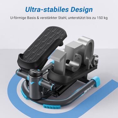 Міні степер MERACH для дому, Swing степер з навантаженням 150 кг та еластичними стрічками, Twist степер для ефективних вправ на ноги/руки/сідниці, фітнес-тренажер для дому/офісу, чорний