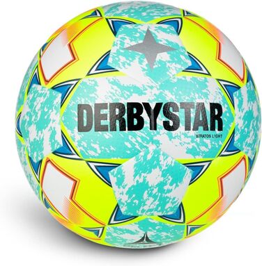 Футбольний м'яч Derbystar Stratos Light v24, розмір 4, синьо-жовто-білий