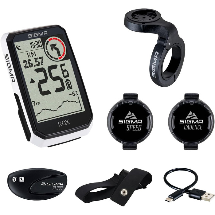 Велокомп'ютер SIGMA ROX 4.0 Special Edition GPS бездротовий з навігацією та датчиком для електронного велосипеда (білий)