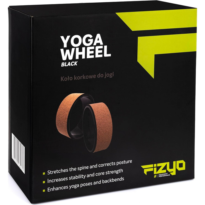Колесо для йоги Fizyo Yoga Wheel – для розтяжки спини та полегшення болю – стабільне, неслизьке, 32 см (коричневе, натуральний корк)