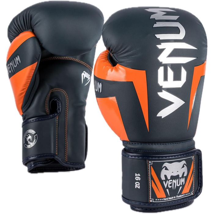 Боксерські рукавички Venum Elite (Морський, Срібний, Помаранчевий, 12 Oz)