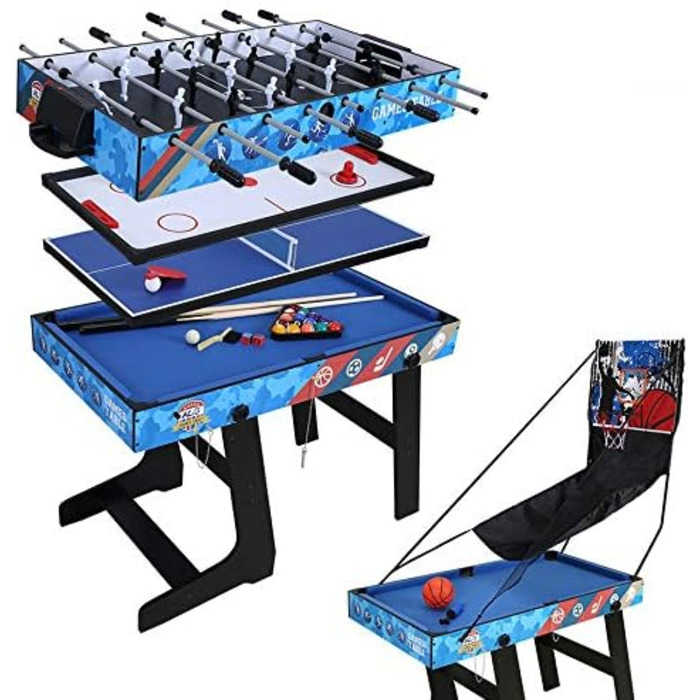 Складаний ігровий стіл 5-в-1 для футболу, хокею, тенісу, більярду та баскетболу