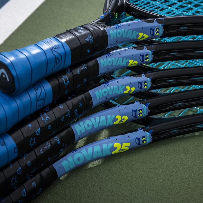 Дитяча тенісна ракетка HEAD Novak Junior 4-6 років, чорна/синя