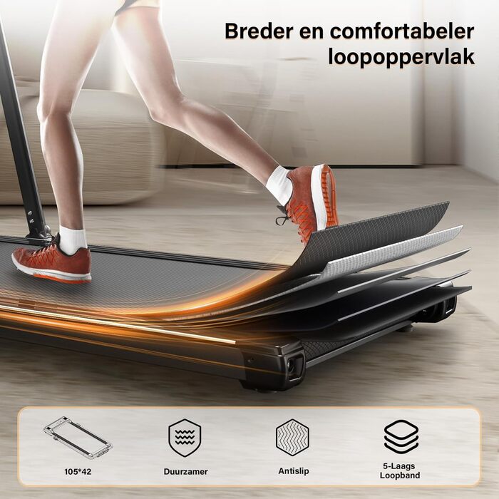 Бігова доріжка Walking Pad 2.5 к.с., тиха, під стіл, з пультом і LED-дисплеєм, компактна та портативна для домашнього офісу, біла з поручнем