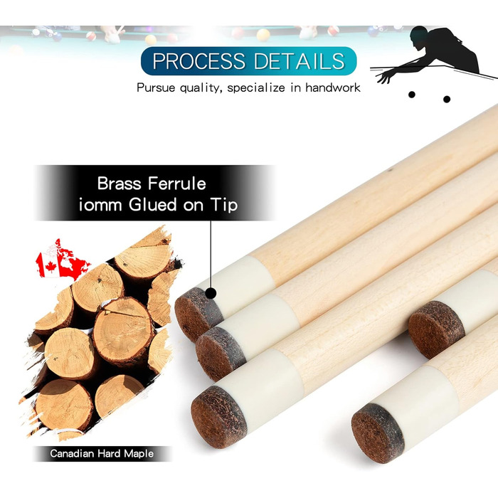 Набір для більярду Teekerwan 147 см, 538,6/567 г, 13 мм наконечник, тверде дерево, канадський клен, професійний кий для більярду 570 мл